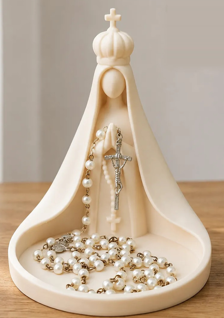 Porta-rosário Nossa Senhora do Rosário impresso em 3D